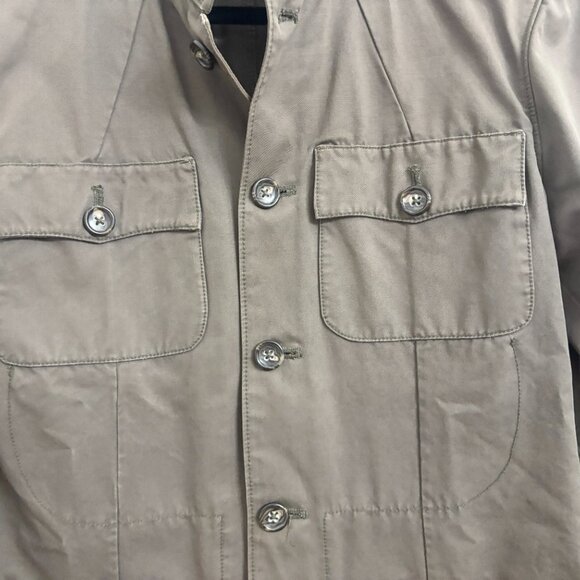 EUC Olive Green / Light Brown Button Down Canvas Field Jacket - sz Small - Picture 4 of 9
